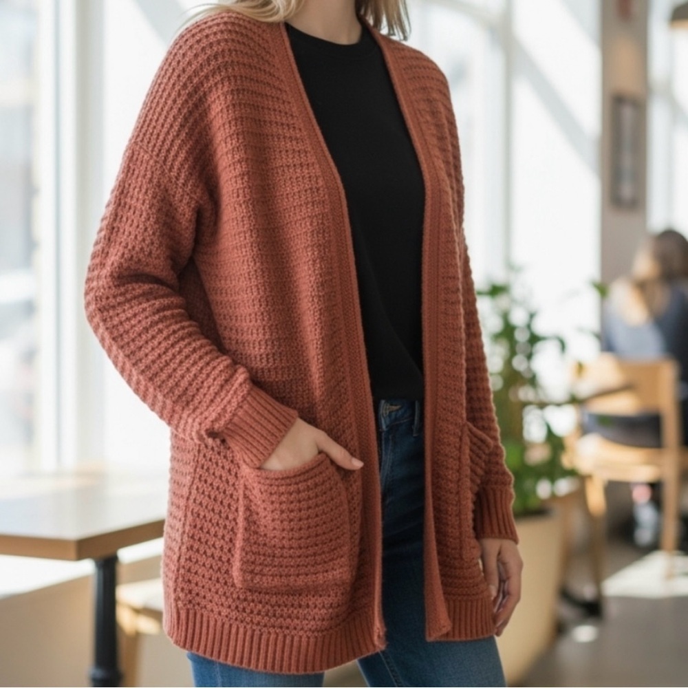 Pink Rose | Terracotta Cardigan Sweater | S